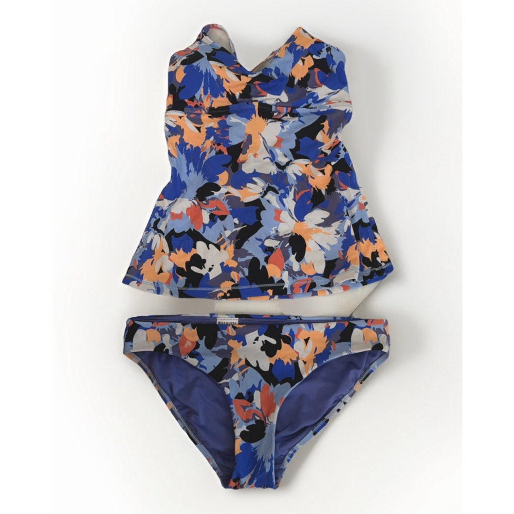 Athleta Blue Floral Tankini Set Women’s Small Beach Summer Vacation Resort Swim